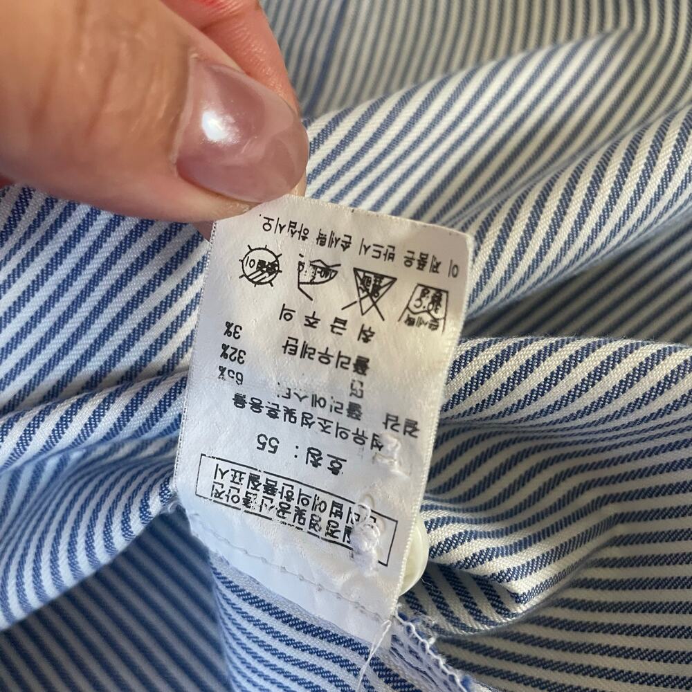 Korean Fashion Blue Pinstripe Shirt Dress Preppy Button Down - Picture 8 of 9